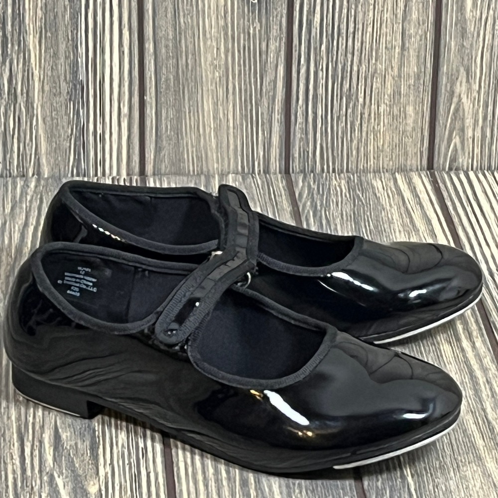 Dance Class Tap Shoes Kids Size 1.5 Black‎ Patent Mary Jane MJ101 Performance